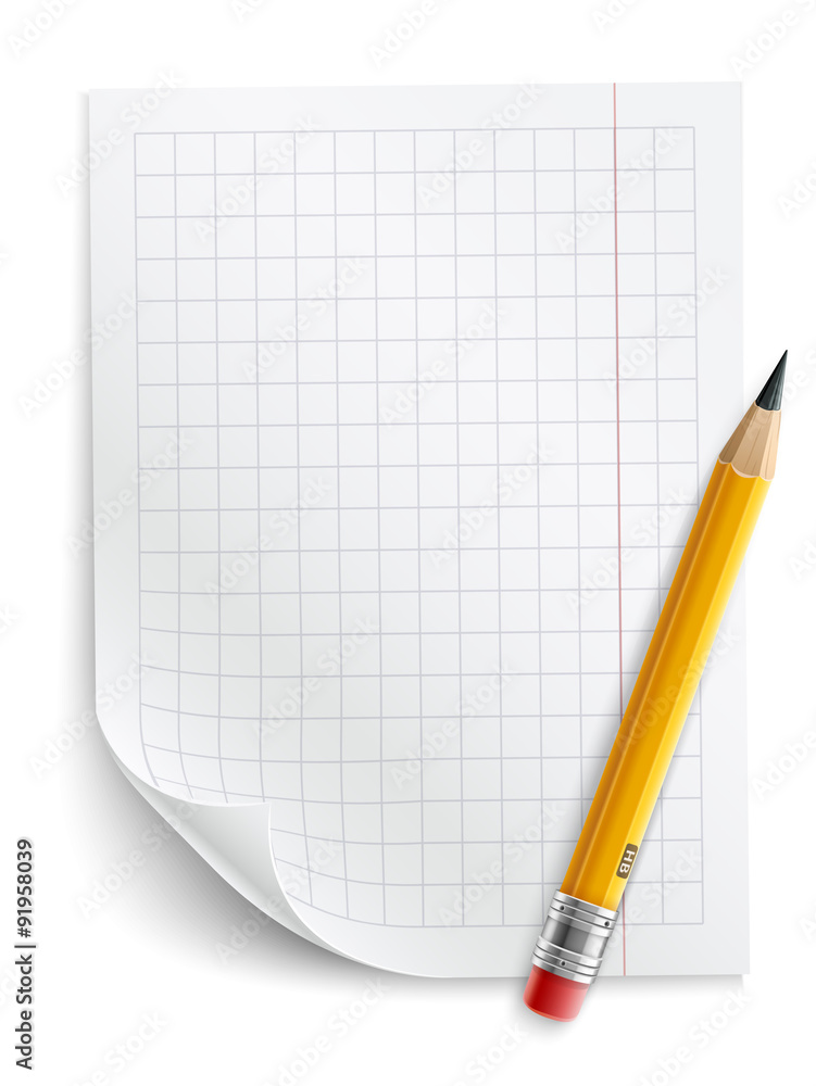 Blank sheet of paper with grid and pencil. Eps10 Blank sheet of paper with grid and pencil. Eps10