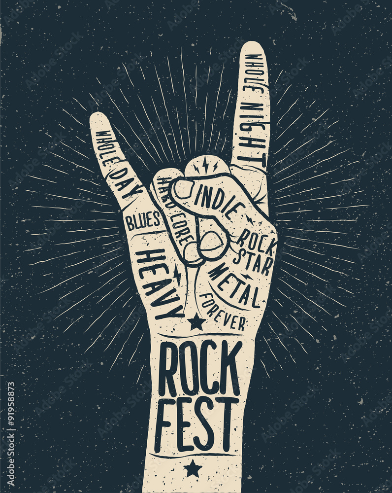 Plakat Plakat festiwalu rock, ulotka. Remis ręka wektor stylu ilustracja.