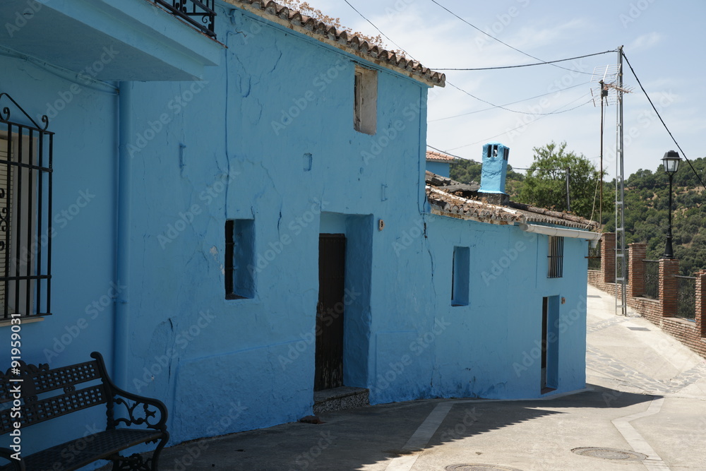 Júzcar el pueblo azul de la provincia de Málaga, Andalucía