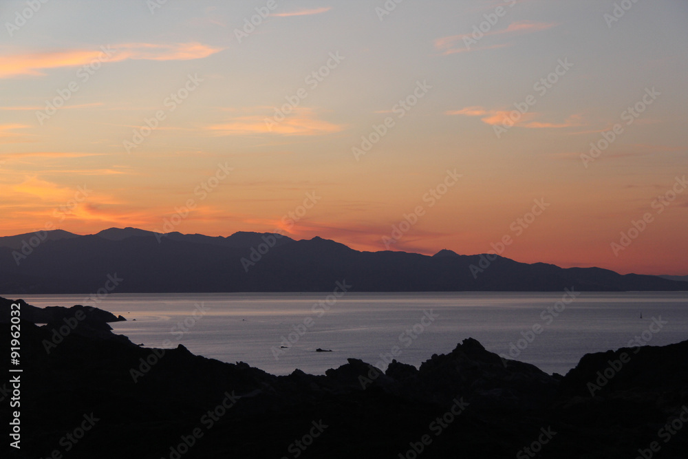 Sunset at Cap de Creus, Girona, Costa Brava,Spain  (View of Llança and El Port de La Selva)