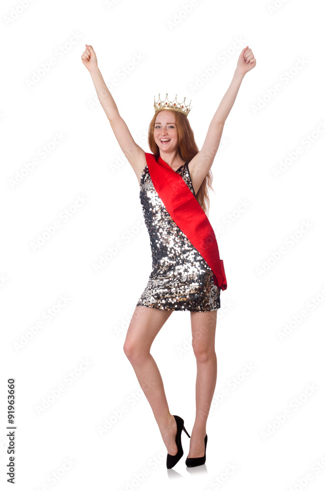 Beauty contest winner isolated on white