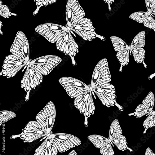 Beautiful seamless background with butterflies. © Hulinska Yevheniia