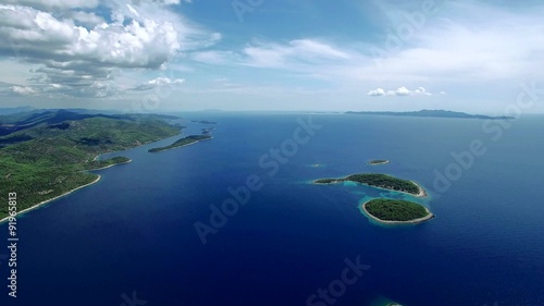 Drone aerial shoot of beautiful island Korcula - a tourist destination in Dubrovnik, Makarska archipelago, Croatia 