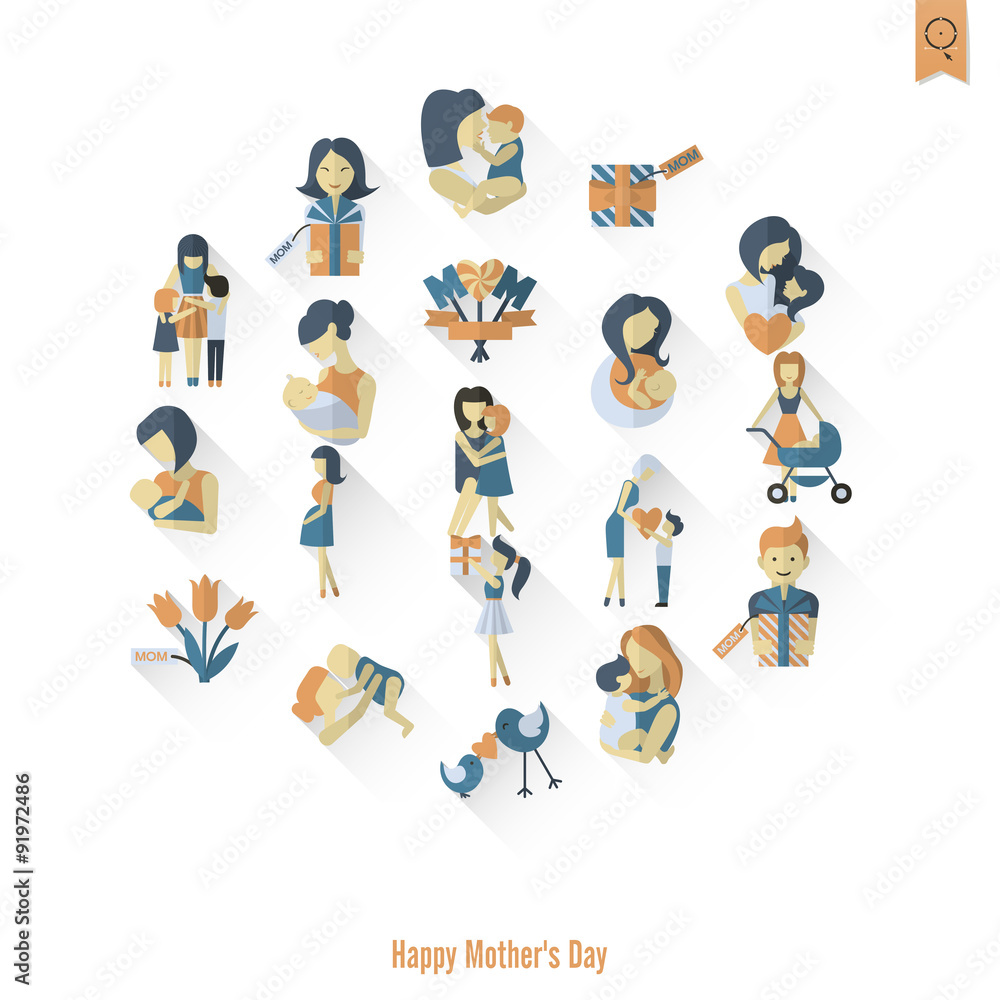 Fototapeta premium Happy Mothers Day Icons