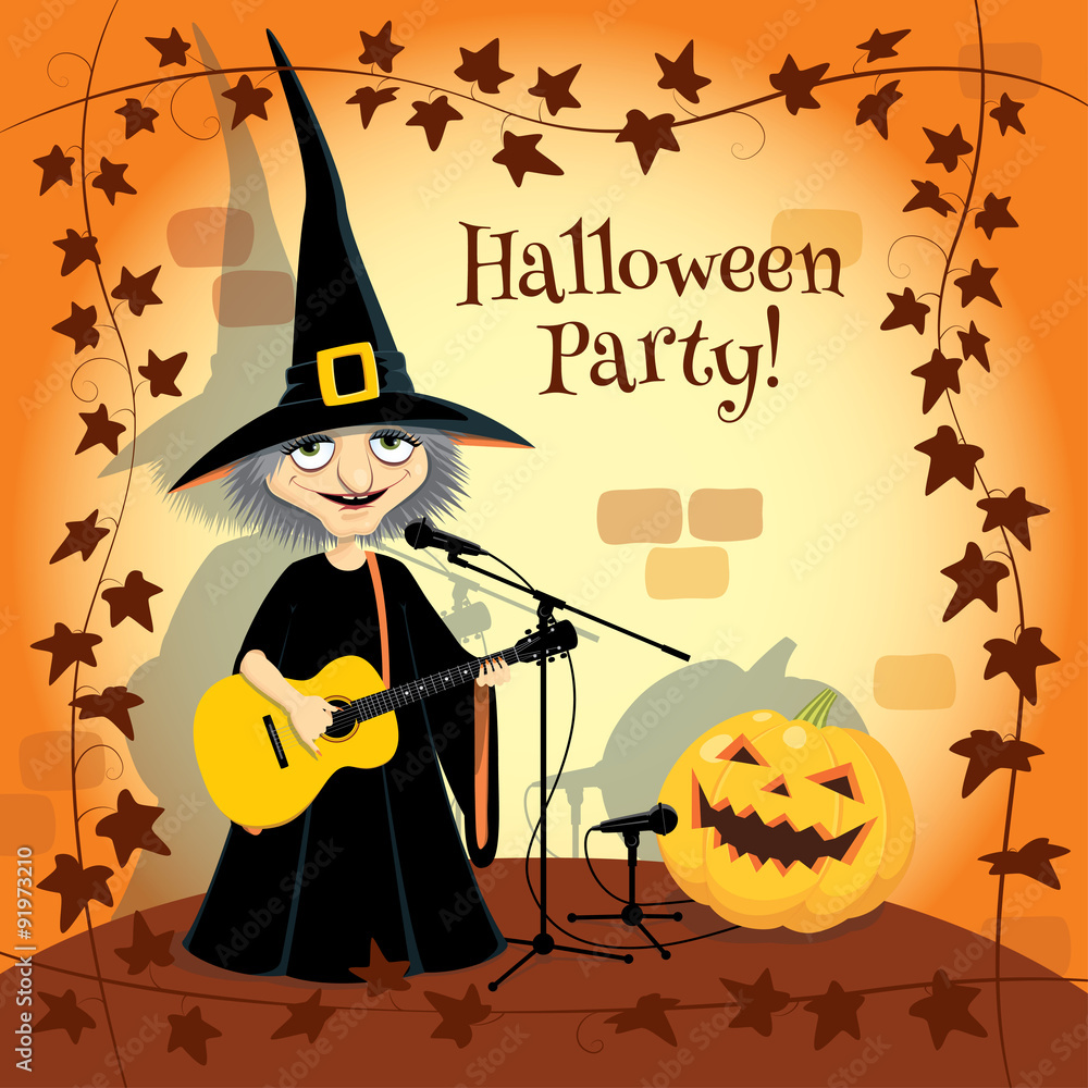 Halloween Concert Party Invitation Vector Illustration Of Cartoon Halloween Concert Party Invitation Vector Illustration Of Cartoon