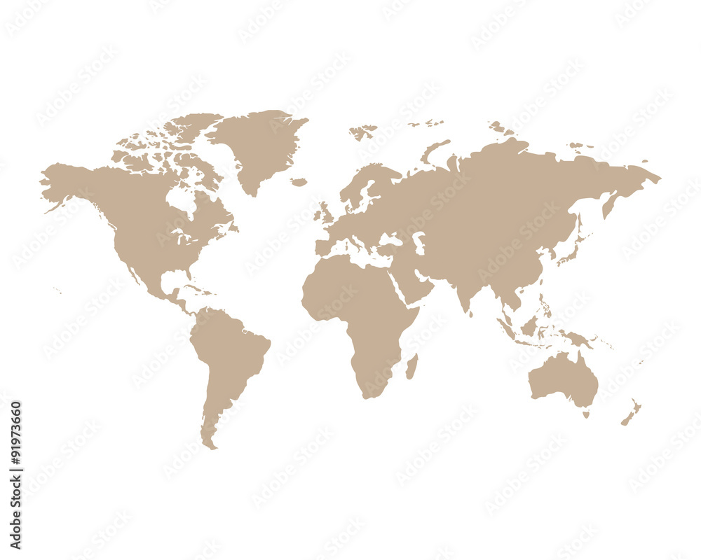 World Map political Brown in the linear graphic style on an