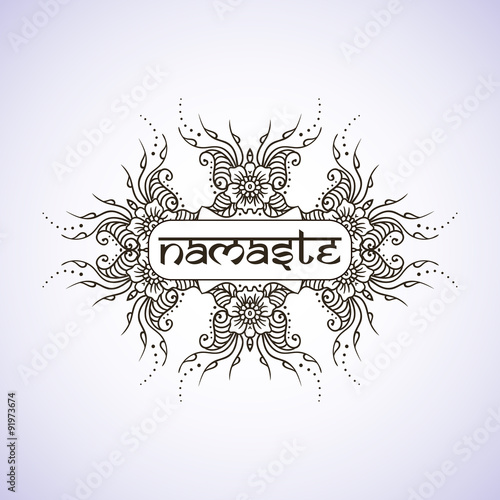 Welcome gesture Indian greeting banner in Namaste mudra on