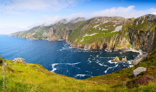 Panorama with  Cliffs Slieve League, County Donegal, Ireland