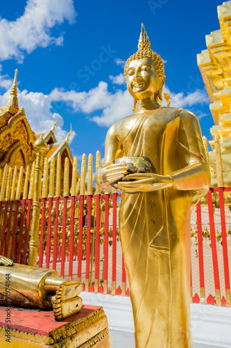 Golden statue of buddha in Wat Phra That Doi Suthep, Chiang Mai Thailand