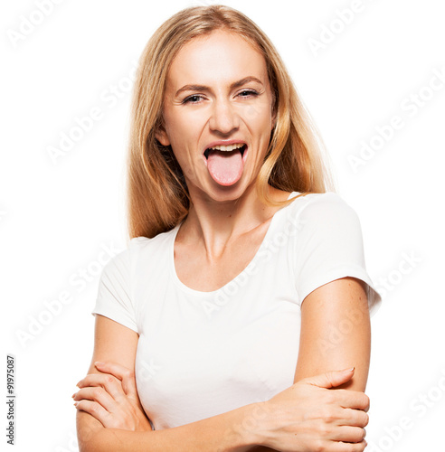 Woman showing tongue