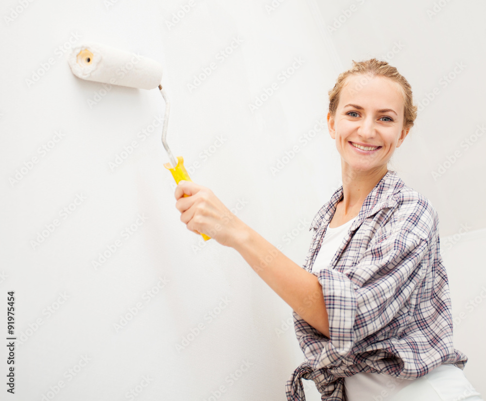 Young woman doing repairs Young woman doing repairs