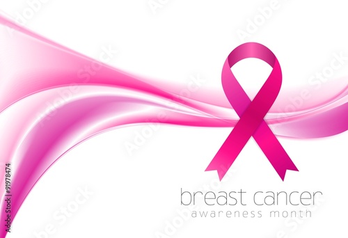 Breast cancer awareness month. Smooth wave and ribbon design