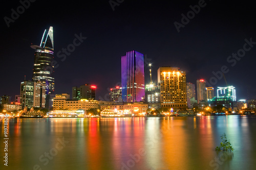 Great Metropolis night shot of Ho Chi MInh city, Vietnam