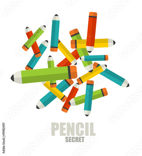 Emblem with colorful pencils.