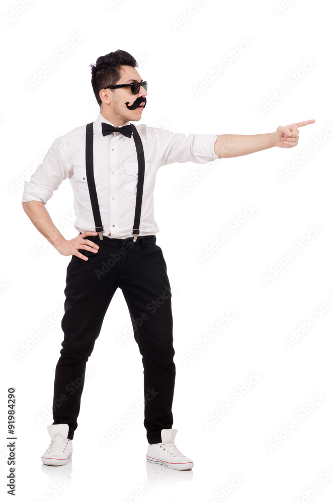 Young man with moustache isolated on white Young man with moustache isolated on white