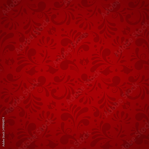 Vector Floral Seamless Pattern, Subtle Red Background © Oksana Kumer