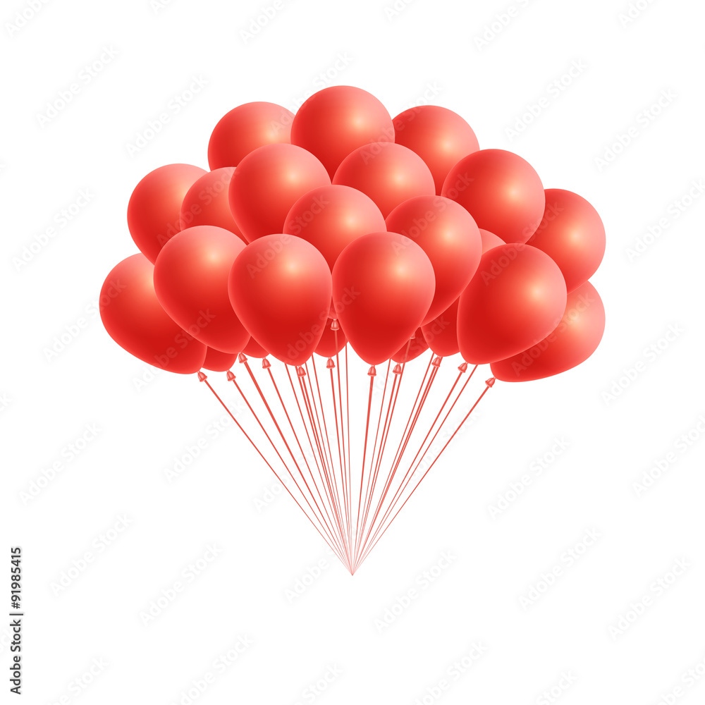 Vector bunch birthday or party red balloons