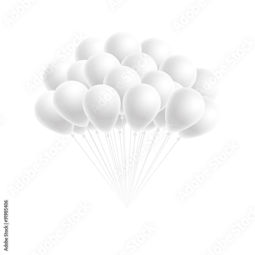 Vector bunch birthday or party white balloons