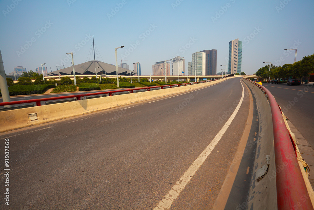 Naklejka premium Intersection of urban overpass and highway