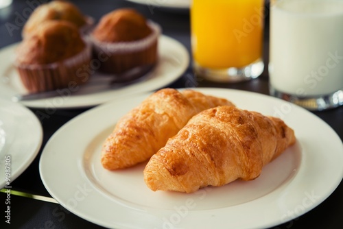 Croissant Breakfast served with black coffee