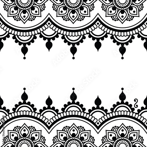 Mehndi, Indian Henna tattoo design - greetings card, lace ornament