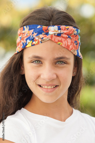 Wallpaper Mural Pretty teenager girl with a flowered headband