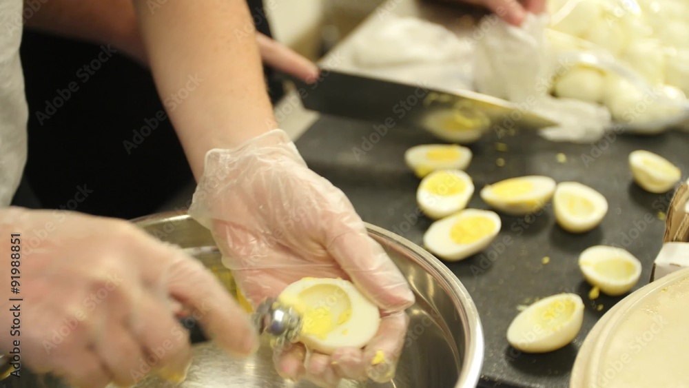 Scooping Out Yolk of Boiled Eggs Scooping Out Yolk of Boiled Eggs