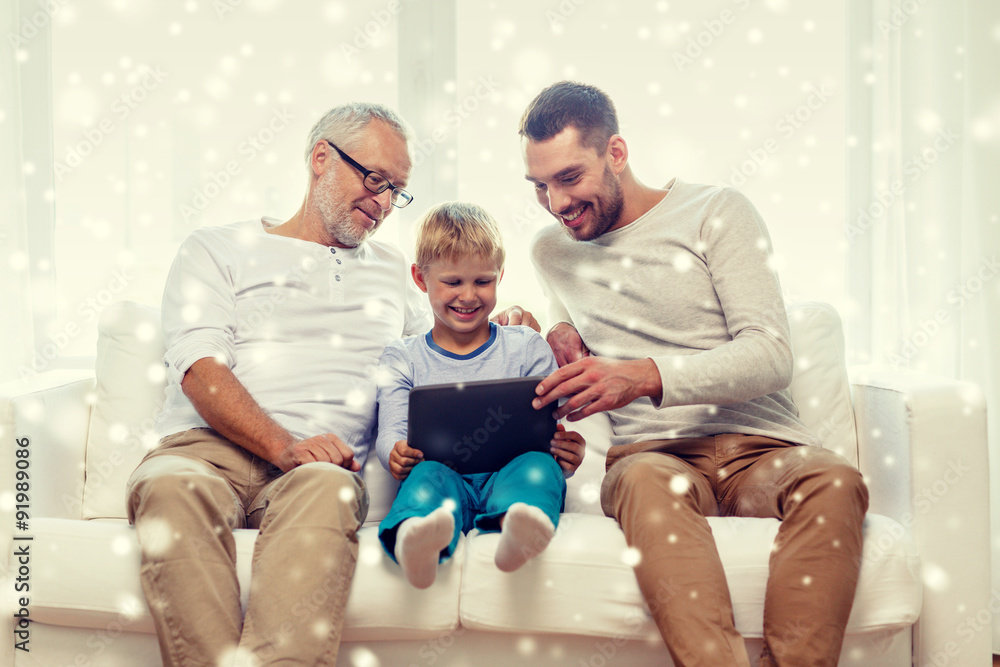 smiling family with tablet pc at home smiling family with tablet pc at home