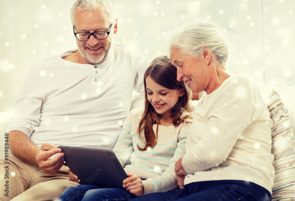 smiling family with tablet pc at home smiling family with tablet pc at home