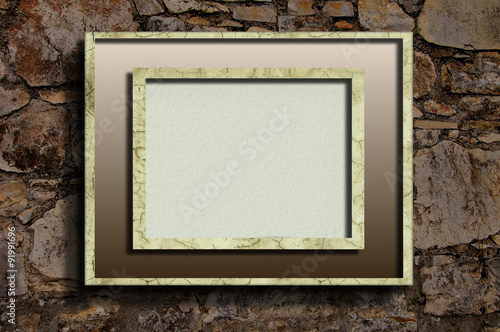 Linear frame on stone wall background © imagosrb