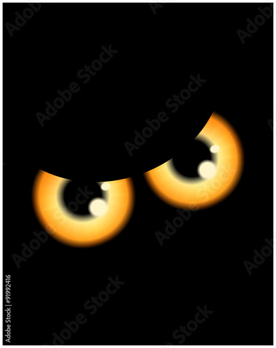 Image of Happy Halloween spooky background Flat design. Vector illustration of invitation card with scary bloody eyes, eyeballs