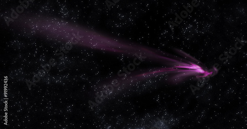 Image of comet, space dusty in deep space, with star field background. Computer generated abstract background.