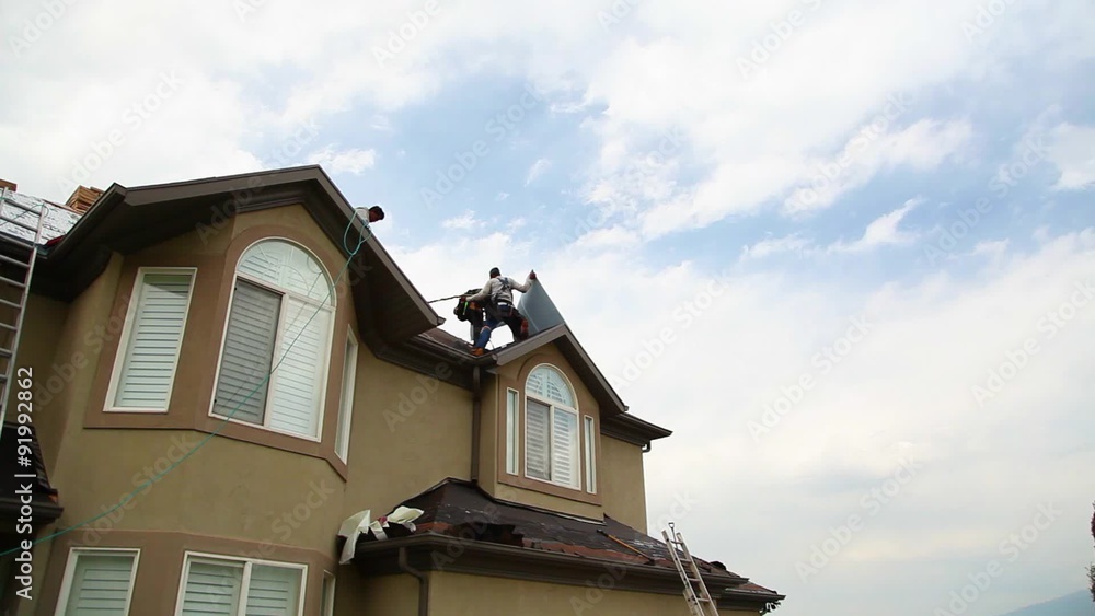 Wide Shot of Roofers Working Wide Shot of Roofers Working