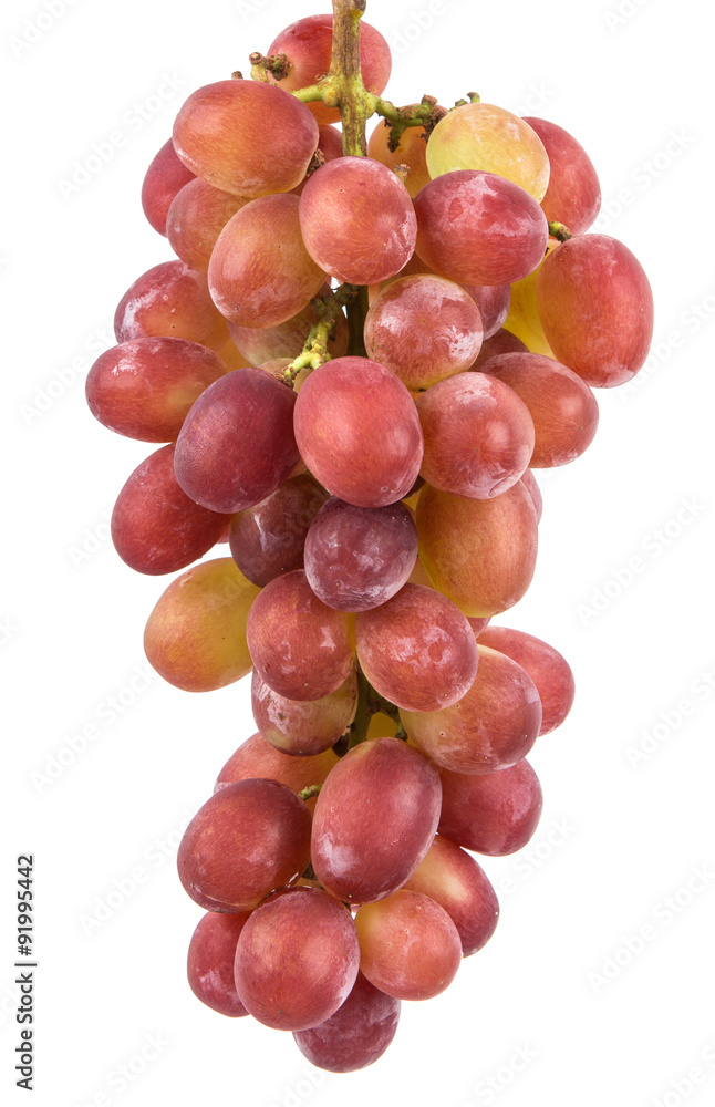 A bunch of red grapes over white background A bunch of red grapes over white background