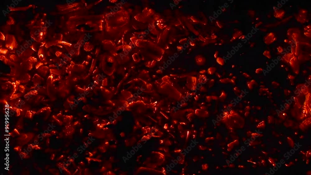 Hot glowing coals flaming hot