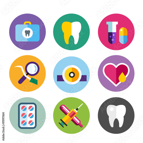 Dental vector icons set clinic logo