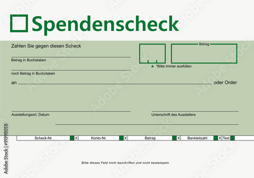 Verrechnungs-Spendenscheck grün