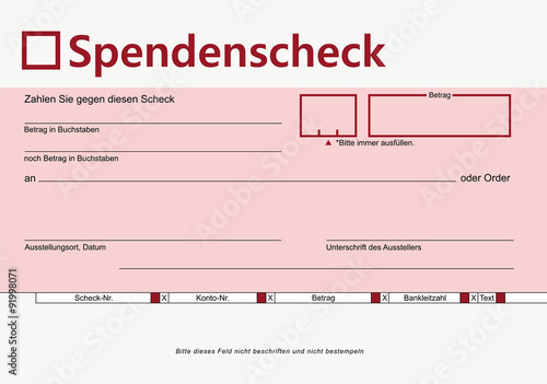 Verrechnungs-Spendenscheck rot