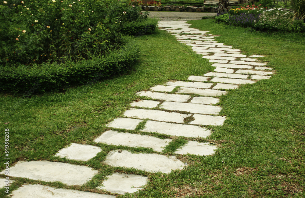 Landscaping in the garden. The path in the garden Landscaping in the garden. The path in the garden