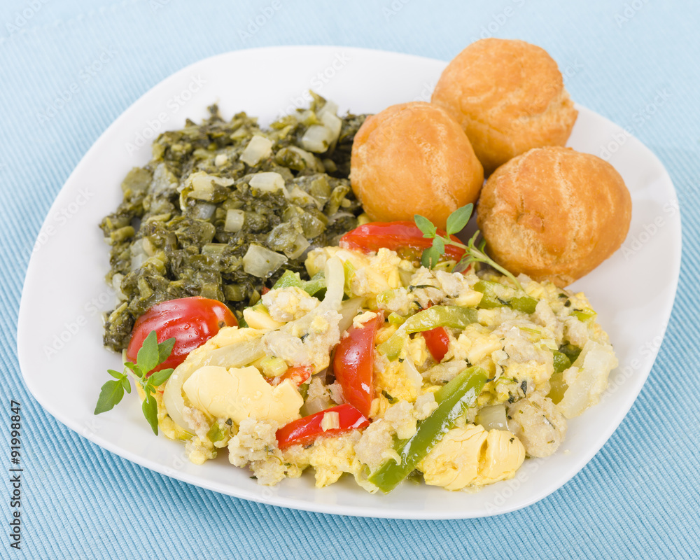 Ackee & Saltfish Traditional Jamaican dish made of salt cod and ackee