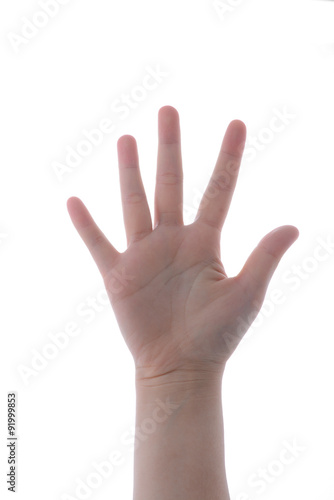 Woman hand showing the five fingers © Yimmyfoto