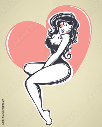 sexy pin up girl on beige background