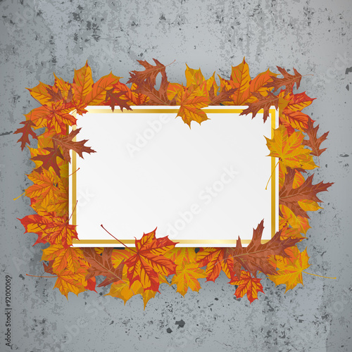 Golden Paper Board Autumn Foliage Concrete