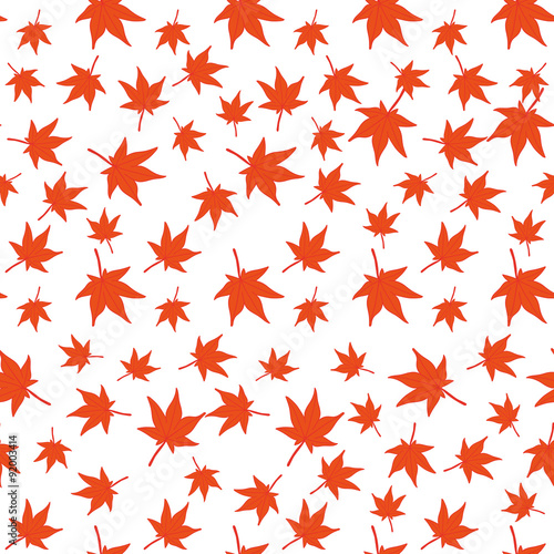 Red maple leaves seamless pattern. Japanese red maple pattern isolated on white. Falling leaves 