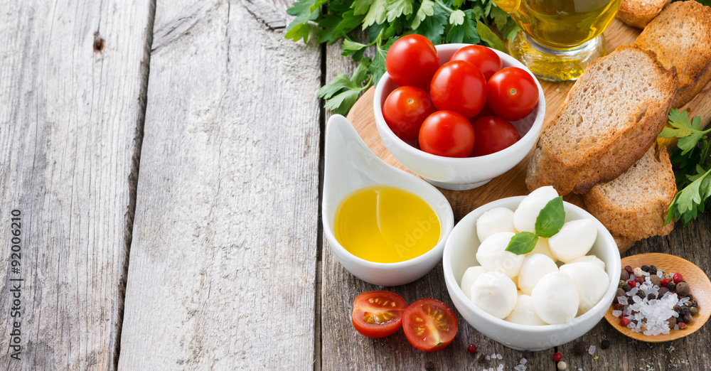 mozzarella and ingredients for the salad mozzarella and ingredients for the salad