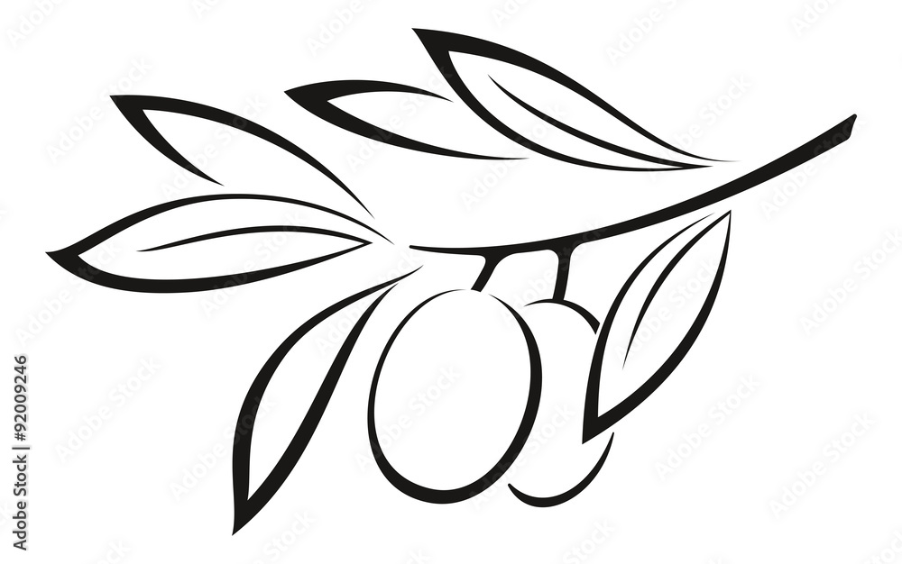 Olive Branch with Berries Black Icon Olive Branch with Berries Black Icon