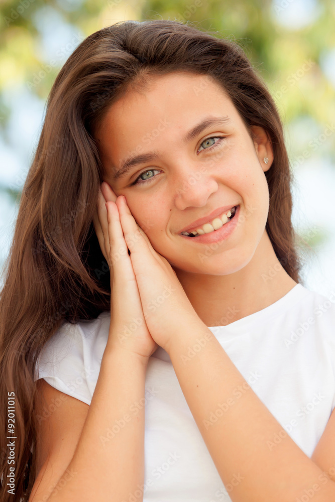 Pretty young preteen making the symbol of sleep Pretty young preteen making the symbol of sleep