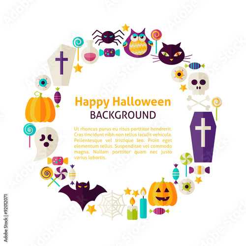 Flat Style Vector Circle Template Collection of Halloween Holida