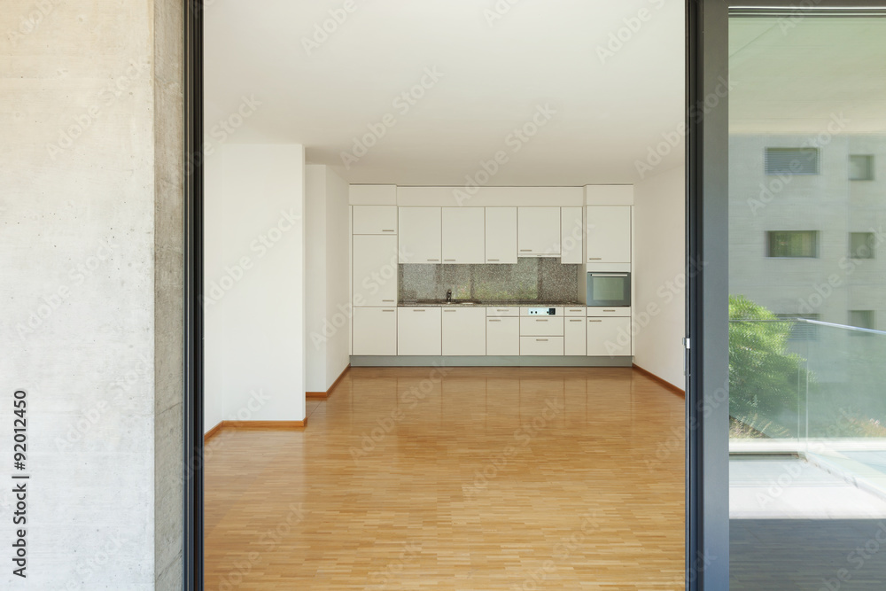 Obraz premium empty living room with kitchen