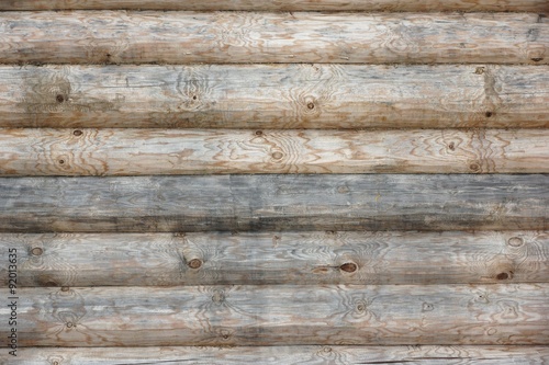 Wooden Log Cabin Old Wall Natural Colored Horizontal Background